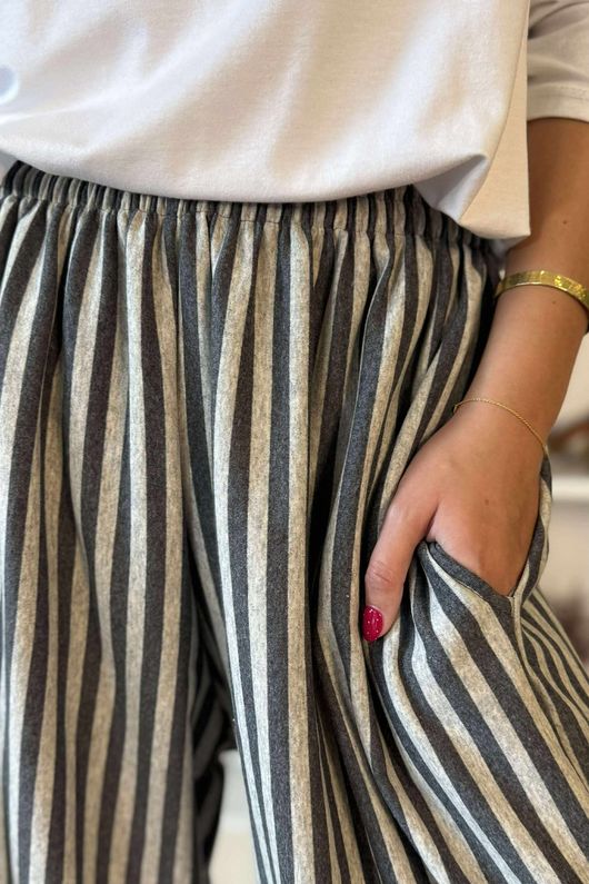 The Sunday Morning Stripe Twist Pant Greys Melange